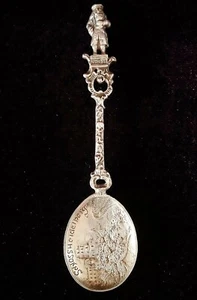Antik Sterling Silber Andenken Löffel HEIDELBERG GERMANY Perkeo Cask Jester 24g - Bild 1 von 12