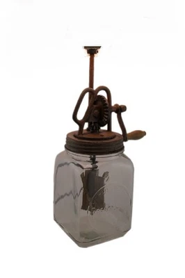 Scratch & Dent Antique Style Butter Churn Glass and Metal Table Lamp Base - Image 1 of 3