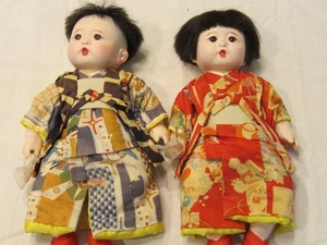 Sehr seltene antike japanische Jungen & Mädchen Puppen 15 Zoll - Bild 1 von 9
