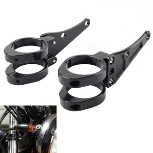 54MM Motorcycle Headlight Bracket Mount Clamp Fork Tube Holder For Harley Black - Picture 1 of 11