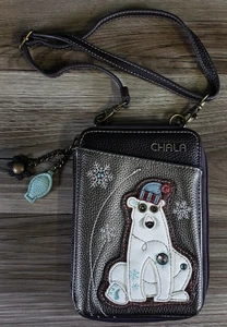 Bolso para teléfono celular Chala Polar Bear correa ajustable marrón poliuro falta correa cruzada - Imagen 1 de 17