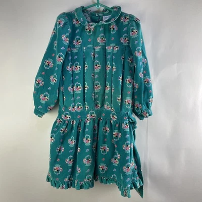 Vestido De Colección Plumas de Ratón Niña Pana Verde Diseño de Cesta de Flores Talla 6X Foto 1 de 4