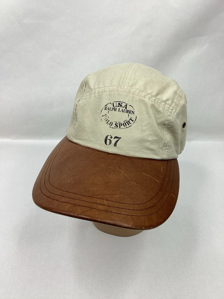 Sombrero Polo Deportivo De Colección Años 90 Ralph Lauren Safari Cuero Bill Correa Ajustable Gorra Foto 1 de 4