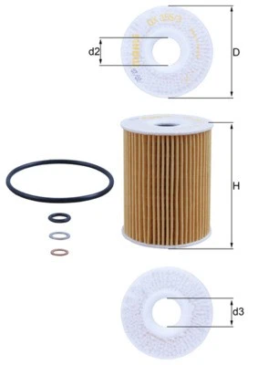 OX 355/3D MAHLE Oil Filter for CHEVROLET,DAEWOO,GENESIS,HOLDEN,HYUNDAI,OPEL,VAUX - Image 1 of 2