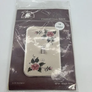 Fond Memories Cross Stitch Switchplate Kit Single Rose Vintage New Sealed - Picture 1 of 3