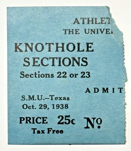 Football Ticket: 1938 SMU vs Texas Longhorns - Cottonbowl Dallas - Dana Bible - Picture 1 of 2