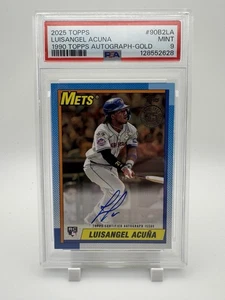 2025 Topps 1990 Topps Auto-Gold /50 #90B2LA Luisangel Acuna Mets PSA 9 - Picture 1 of 3