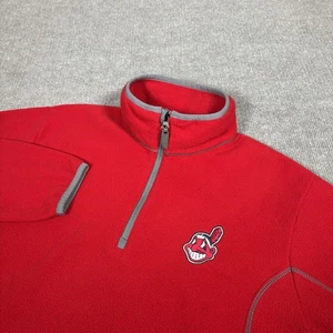 Cleveland Indians 1/4 Zip Pullover Jacket Mens L Red Fleece Embroidered Antigua - Picture 1 of 10