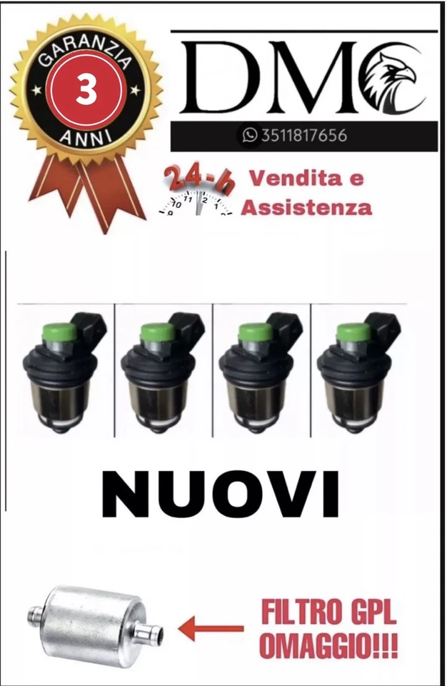 4 INIETTORI NUOVI GPL METANO IMPIANTO LANDI RENZO TAPPO VERDE 237109000 BOSCH - Immagine 1 di 1