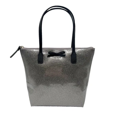 Bolso de Mano Kate Spade New York Mavis Street Jeralyn Gris Plateado Brillo Cartera LEER Foto 1 de 4