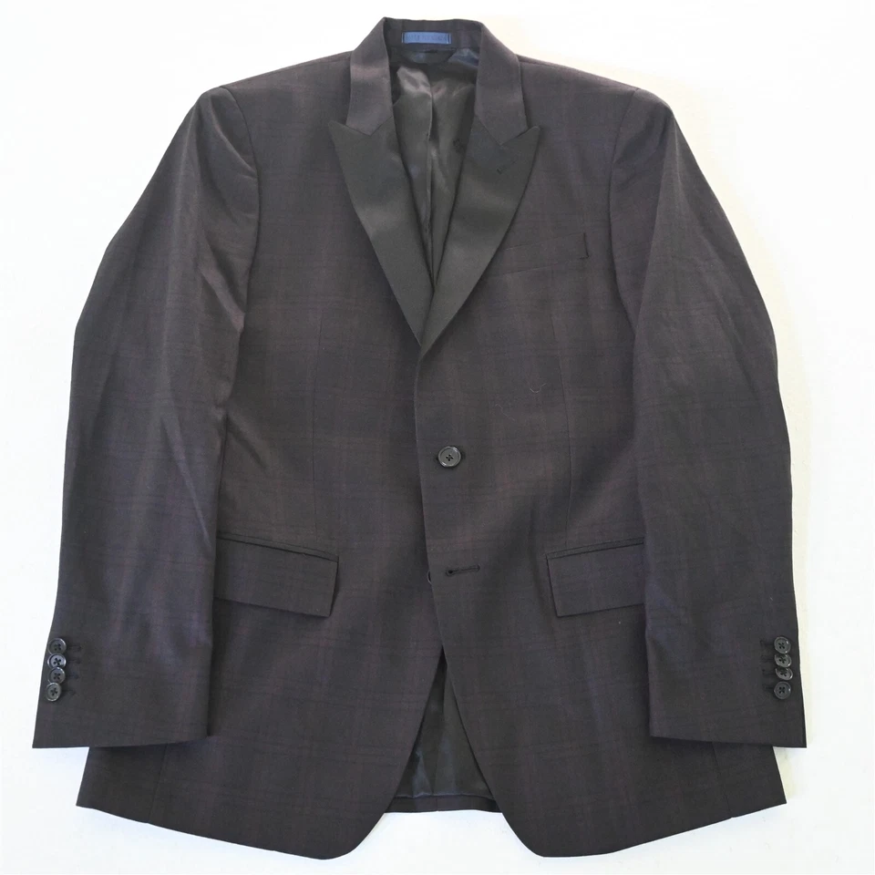 Ryan Seacrest 38R Brown Red Plaid Peak Lapel Mens Blazer Suit Jacket Sport Coat - Image 1 of 4