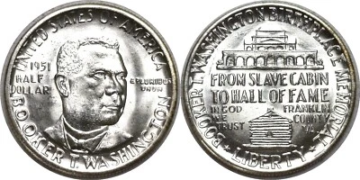 1951 50C Booker T. Washington Silver Commemorative Half Uncirculated - Image 1 of 3
