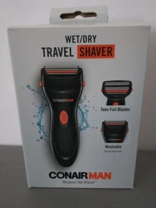 CONAIR MAN Hair Beard Compact BATTERY WET/DRY Twin Foil Blades TRAVEL SHAVER - Picture 1 of 6