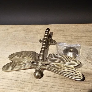 6-1/4" Antique Vintage Style Brass Dragonfly Door Knocker - Picture 1 of 10