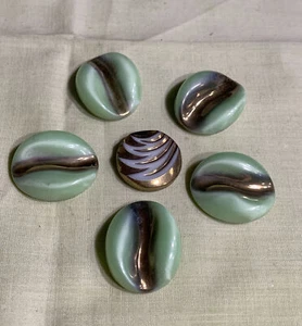 Czech 6 Glass Cabochon Button No Shank Flat Back Jewelry Making CRF-68 - Bild 1 von 4