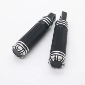 Black CNC Edge Cut Foot Pegs Rest For Harley Touring Sportster Softail Rider - Picture 1 of 8