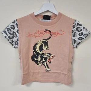 Ed Hardy Panther Prowl Baby Tee - Delicacy Leopard Print, Size S - Picture 1 of 2