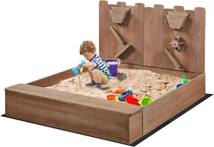 Yaheetech 53× 44.5In Wood Sand Box for Kids Ages 3-8, Sandboxes for Backyard Pat - Picture 1 of 12