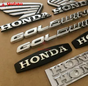 Set of 4 Pair Chromed Silver Goldwing GL1800 Fuel Tank Fender Side Emblem Decal - Picture 1 of 8