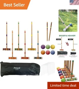 Deluxe 6-Player Croquet Set - 28" Wooden Mallets & Weather-Resistant Balls - Picture 1 of 9