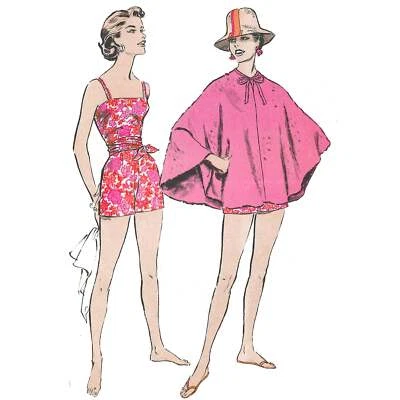 Vintage 1950s Pattern – Two-Piece Playsuit & Poncho - Bust=34” (86.4cm) - Image 1 of 4