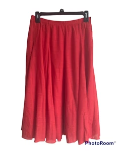 New Directions Red A-Line Midi Flowy Skirt NWT Size Small Crepe Elastic Waist - Picture 1 of 3