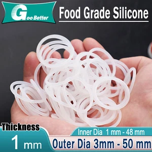 Food Grade O-rings, Thickness 1mm, ID 1-48mm, OD 3-50mm, Sealing Ring White 50 - Picture 1 of 80