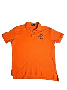 Polo Ralph Lauren Polo Orange Short Sleeve Shirt Horse & Polo Player Men's Large - Picture 1 of 8