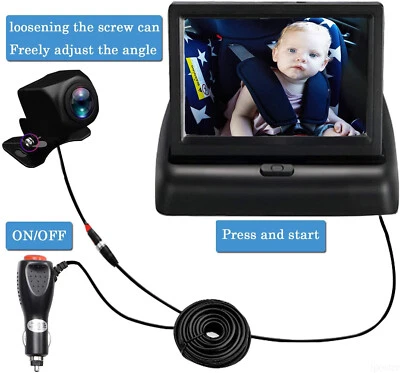 4.3"Baby Car Monitor Display Back Seat Infant Baby car Mirror HD Camera Foldable - Image 1 of 4