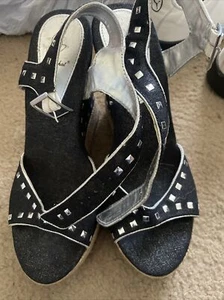 Black With Silver Accents Baby Phat Wedges Women’s Size 9 - Picture 1 of 5
