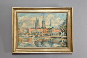 Otto Schulz Stradtmann Lübeck Gemälde Impressionist Ölgemälde Bild Painting 1920 - Picture 1 of 16