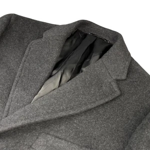 Saks Fifth Avenue Men's Wool Blend Trim Fit Overcoat Charcoal Gray • Large - Picture 1 of 10