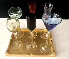Cordial Sherry Shot Glasses Set (6)  Assorted Shapes & Colors Delicate Vintage