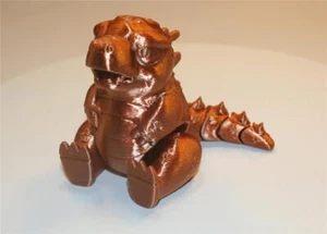 Baby Godzilla 3D Printed Articulated Flexi Fidget Toy Red Copper Bronze - Picture 1 of 12