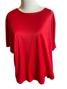 Damen 3XL Einfarbig Rot Kurzarm Bluse Oberteil Leicht Stretch Versailles New York - Bild 1 von 10