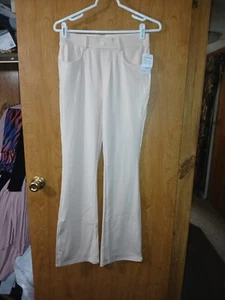 Adorence Women's Ivory Size Medium Bootcut With Pockets Leggings - Picture 1 of 5