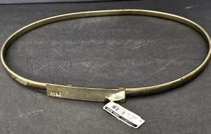 NY & Co Vintage Women's Gold Metal Stretch Coil Slinky Dress Logo Belt 33.5" L - Picture 1 of 9