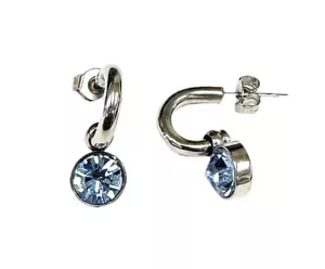 Bella drop Earrings Made with Swarovski Elements Light Blueclored Crystal 8.5mm - Picture 1 of 2