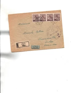 Czechoslovakia 11/X/45 registered Airmail to Canada Sc#261(x4)-currency control - Picture 1 of 2