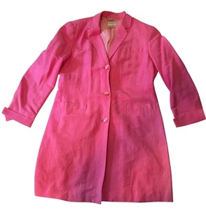 Talbots Linen Coat Woman’s Size 12. Bright Pink With Light Pink Lining - Picture 1 of 7
