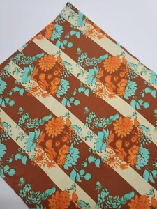 Tina Givens Fabric Floral Stripes Orange Aqua Brown Sew Quilting FAT QUARTER  - Picture 1 of 1