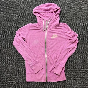 Nike Hoodie Girls Medium Pink Zip Lightweight Sweatshirt Spell Out Kid Youth - Picture 1 of 3