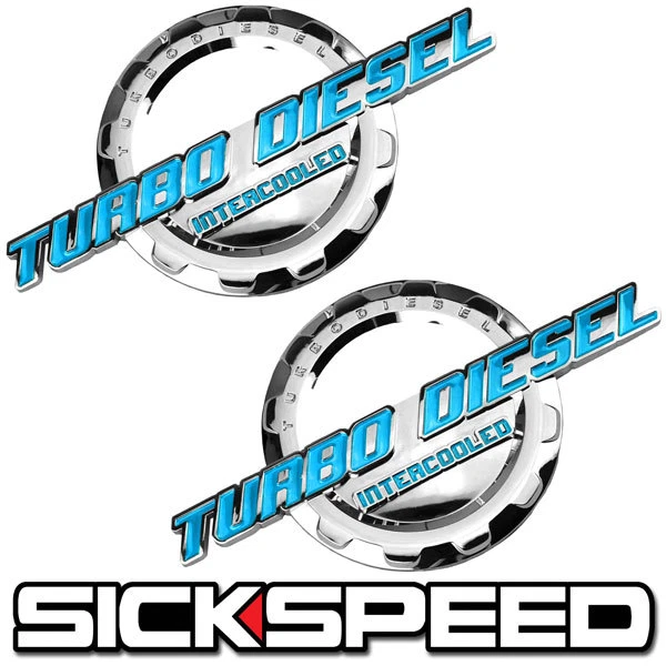 2 PIEZAS VERDE AZULADO/CROMO TURBO DIÉSEL MOTOR INSIGNIA PARA MALETERO CAPÓ PUERTA PORTÓN TRASERO C Foto 1 de 1