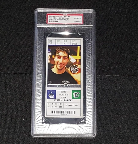 2008 VANCOUVER CANUCKS HOME OPENER TICKET STUB PSA LUC BOURDON TRIBUTE NIGHT NHL Cover