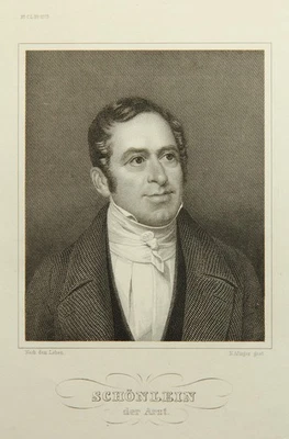 N. AFINGER (1818-1852), Mediziner Johann Lukas Schönlein, Stahlstich Romantik - Bild 1 von 4
