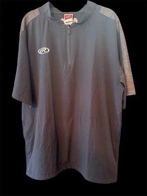 Бейсбольная рубашка Rawlings Coaches СРЕДНЯЯ серая со скрытыми карманами на шнурке снизу - Изображение 1 из 4