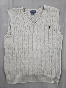 🔥Polo Ralph Lauren Cable Knit Sweater Vest Gray XL (18-20) - Picture 1 of 7