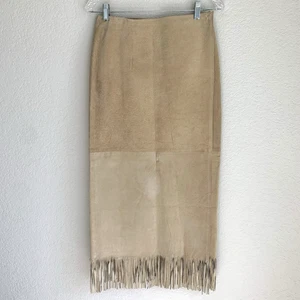 Falda envolvente vintage doble D Ranchwear talla M tostada maxi gamuza flecos suroeste de EE. UU. - Imagen 1 de 7