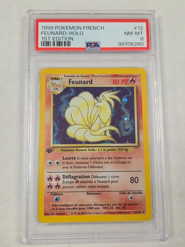 1999 Pokemon FRENCH 1st Edition Base Set Feunard Holo 12/102 PSA 8 - Image 1 of 1