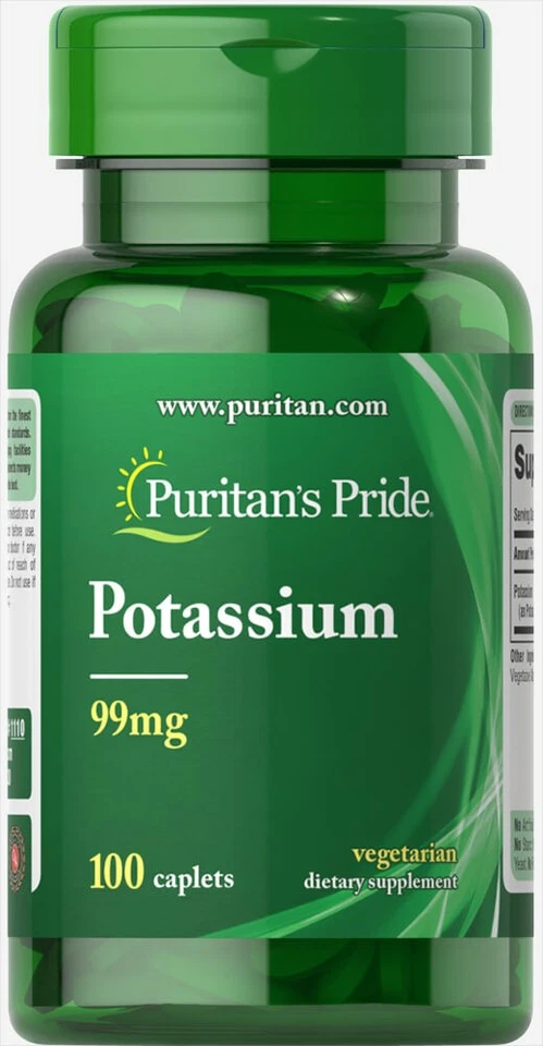 Puritan's Pride Potassium 99 mg - 100 cápsulas - Imagem 1 de 1